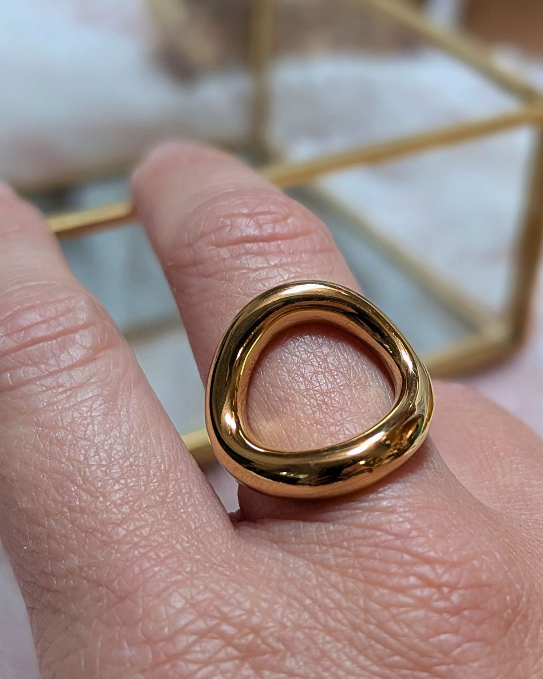 Bague Balloon Ajustable Dorée en Acier Inoxydable