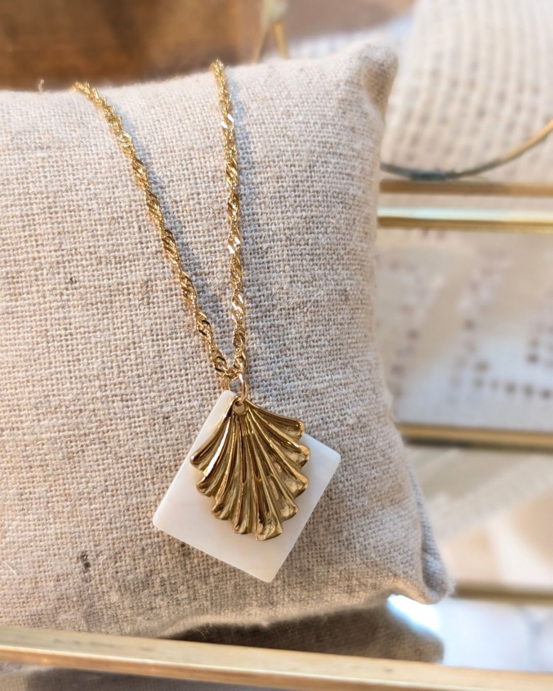 Collier Alkina — Acier inoxydable et nacre