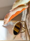 Bague Ajustable Greta - Acier Inoxydable Doré & Pierres Naturelles