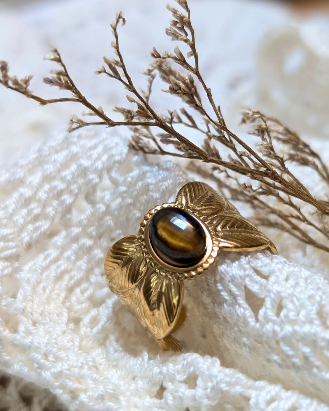 Bague Kamira —Pierre Naturelle &amp; Acier Inoxydable