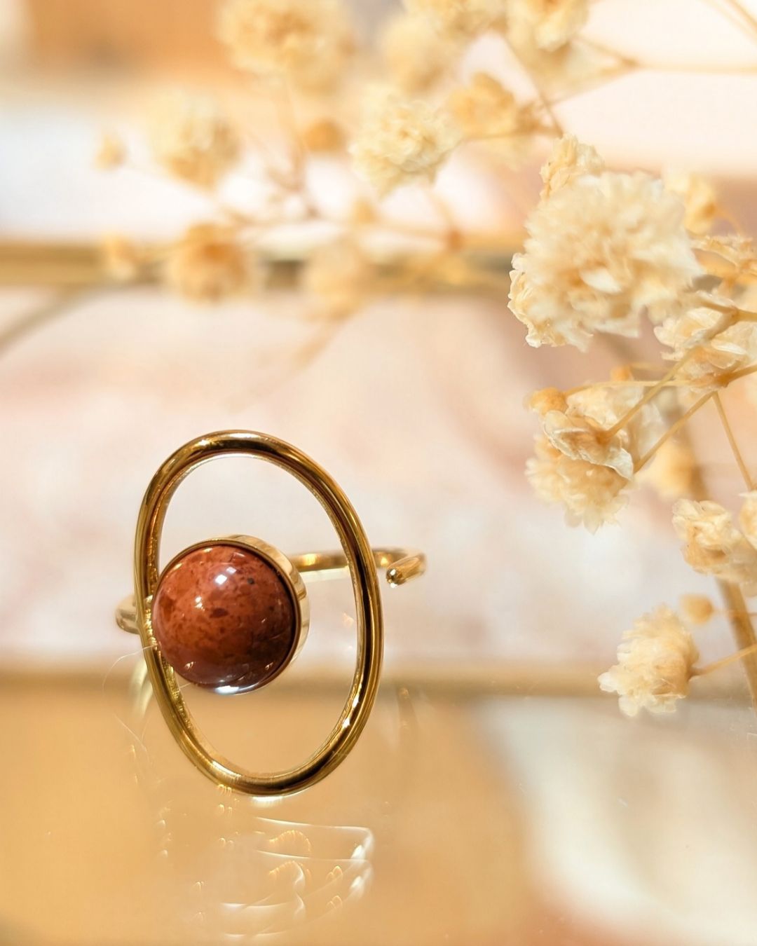 Bague Orion — Ajustable Pierre Naturelle &amp; Acier Inoxydable
