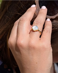 Bague Ajustable Calypso en Acier Inoxydable Doré & Nacre Coquillage