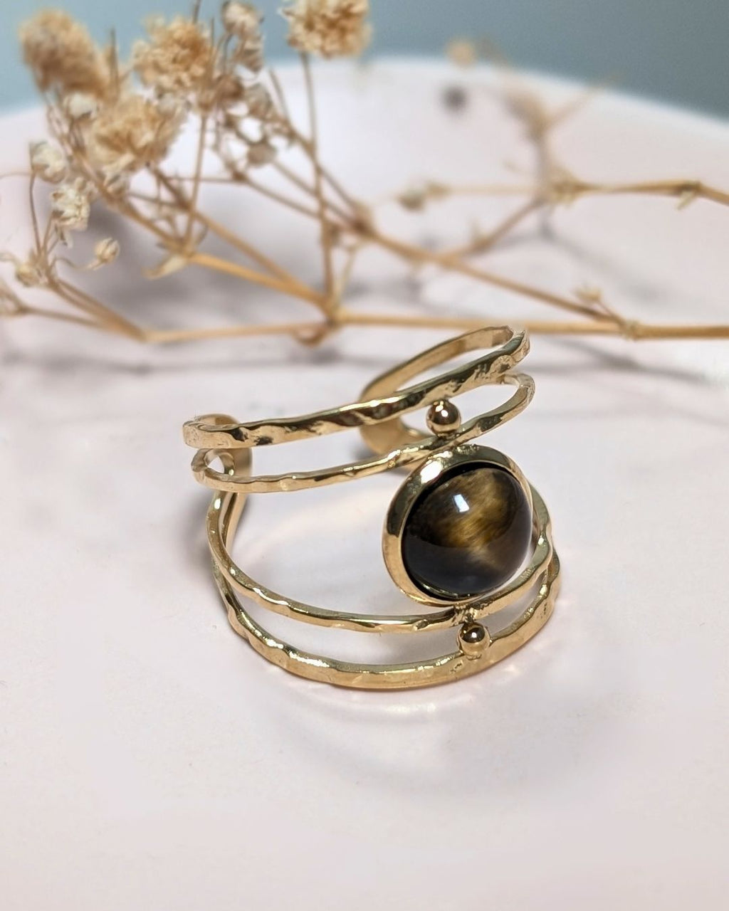 Bague Théodora — Pierre naturelle & acier inoxydable