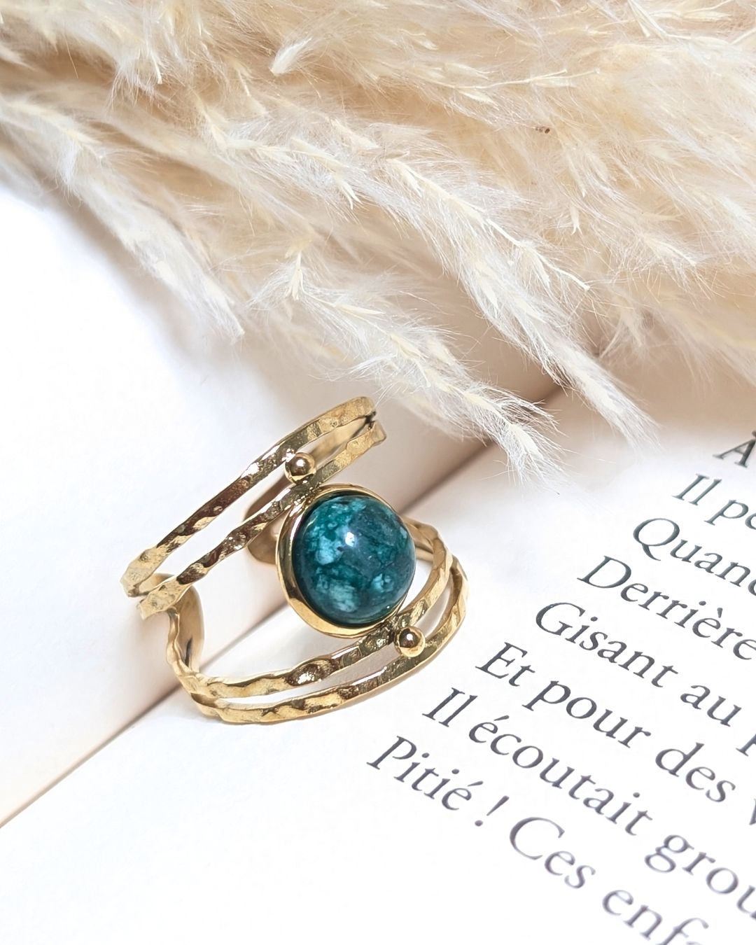 Bague Théodora — Pierre naturelle & acier inoxydable