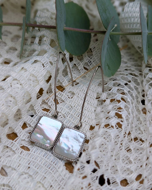 Boucles d'Oreilles Adele Nacre & Acier Inoxydable