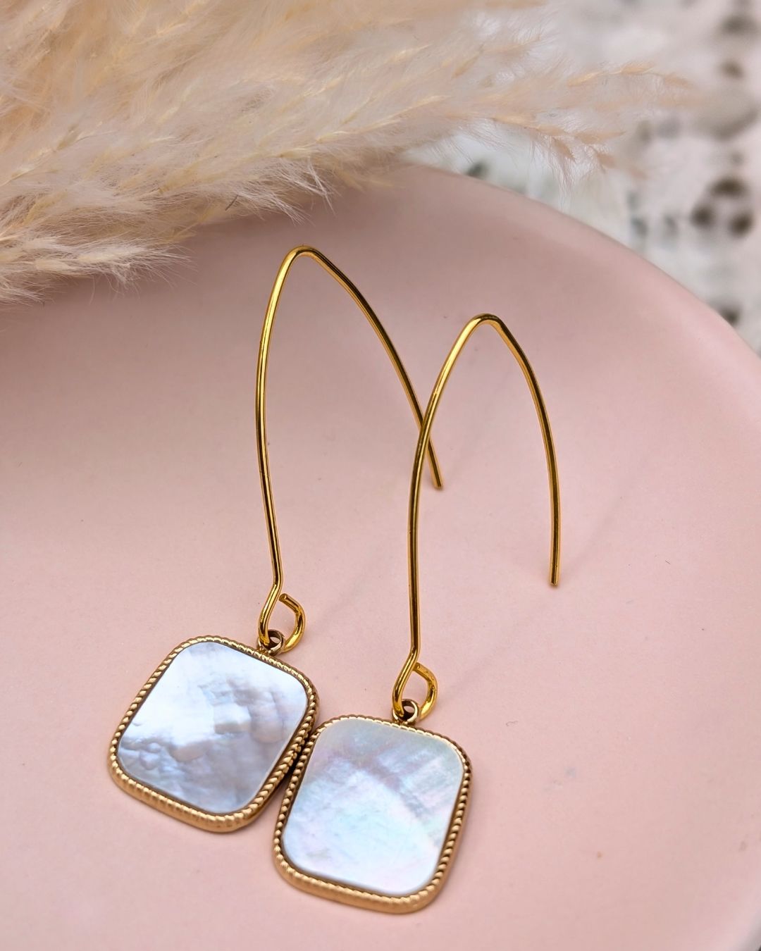 Boucles d'Oreilles Adele Nacre & Acier Inoxydable