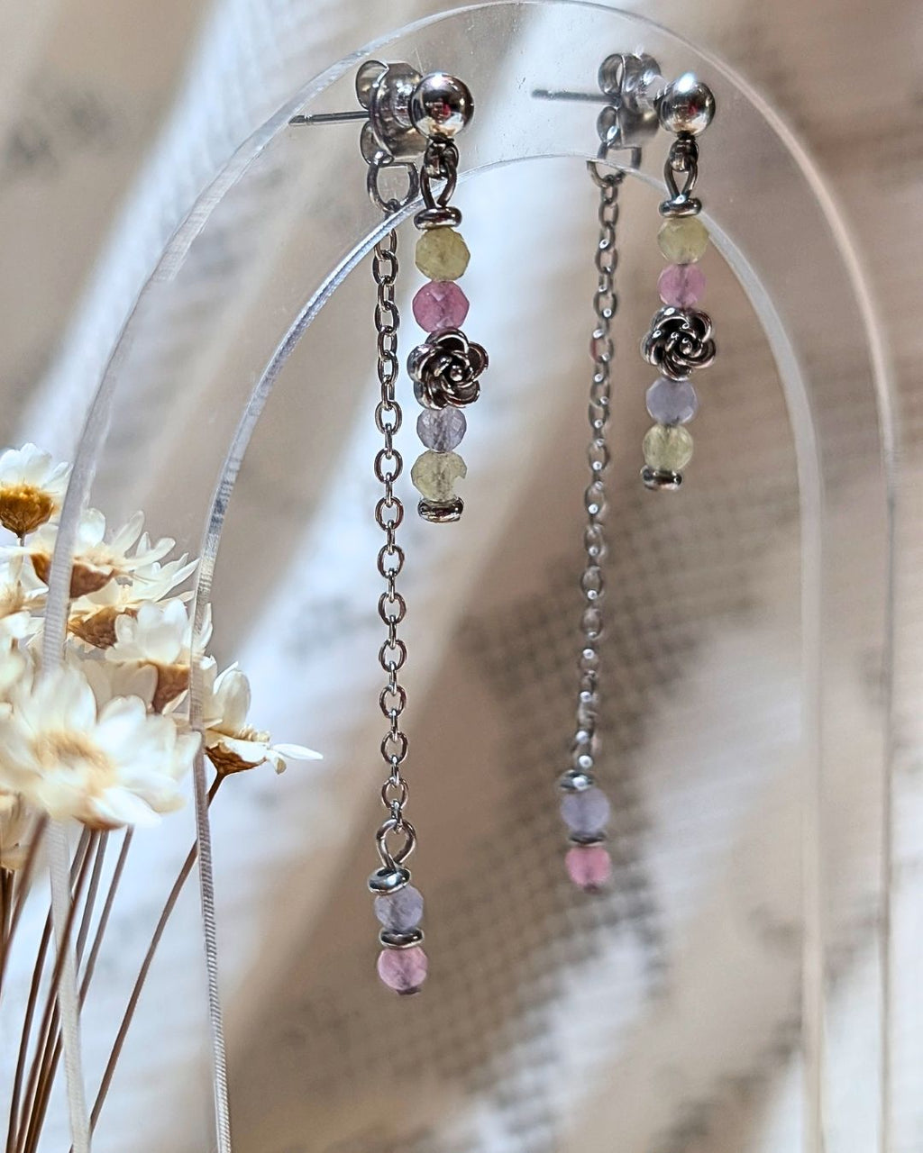 Boucles d'Oreilles Augustine - Pierre Naturelle & Acier Inoxydable