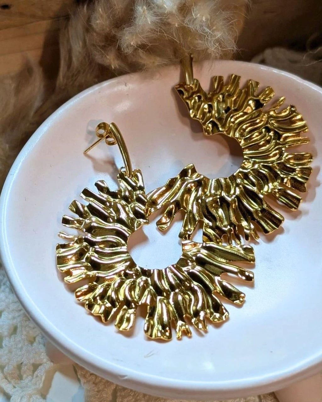 Boucles d'oreilles Raquel —  Créoles texturées Acier inoxydable