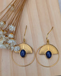 Boucles d'oreilles Isis - Pendant en acier inoxydable doré et pierre naturelle