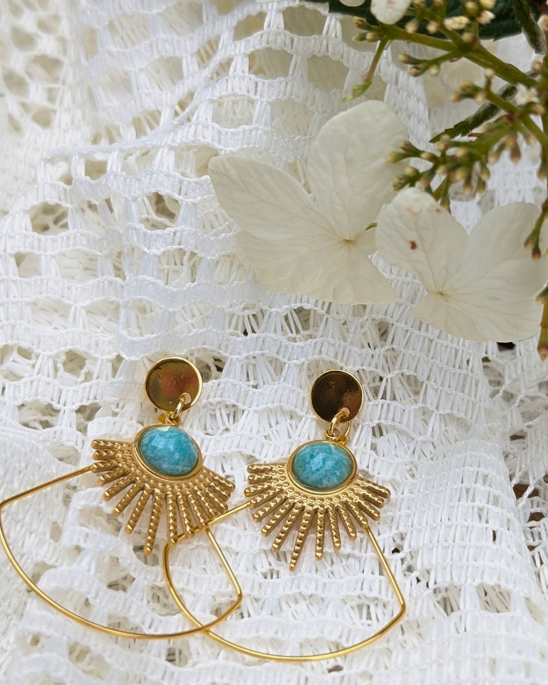 Boucles d'oreilles Manoela en Acier Inoxydable et Pierres Naturelles