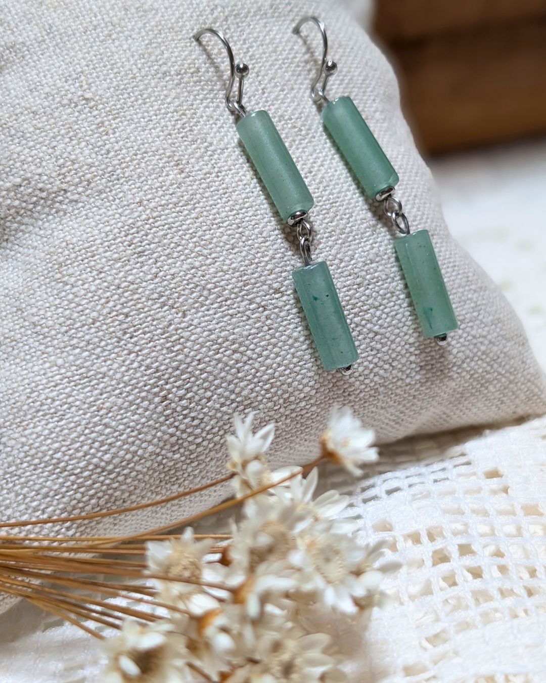 Boucles d'oreilles Nao — Pierre naturelle & acier inoxydable