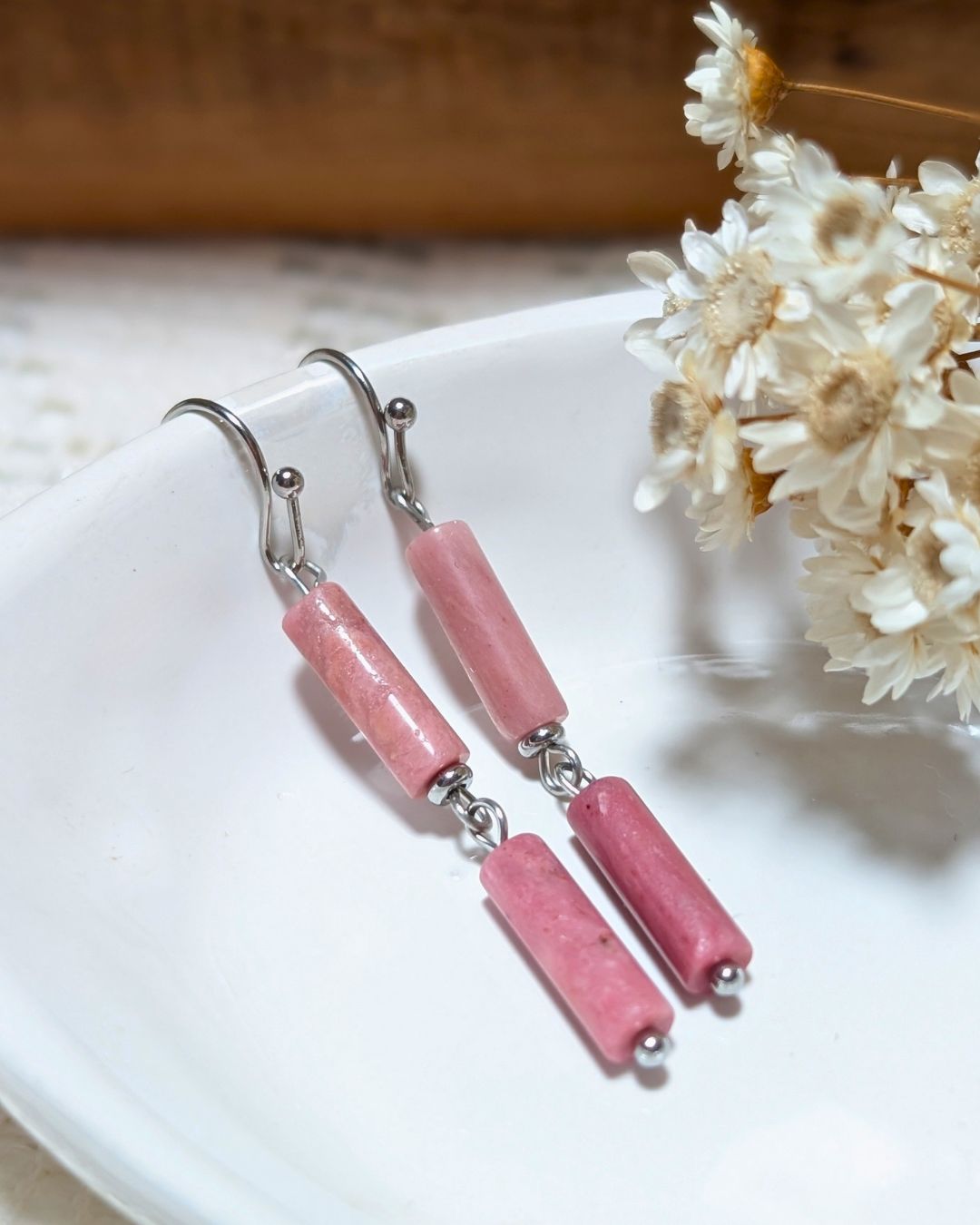 Boucles d'oreilles Nao — Pierre naturelle & acier inoxydable