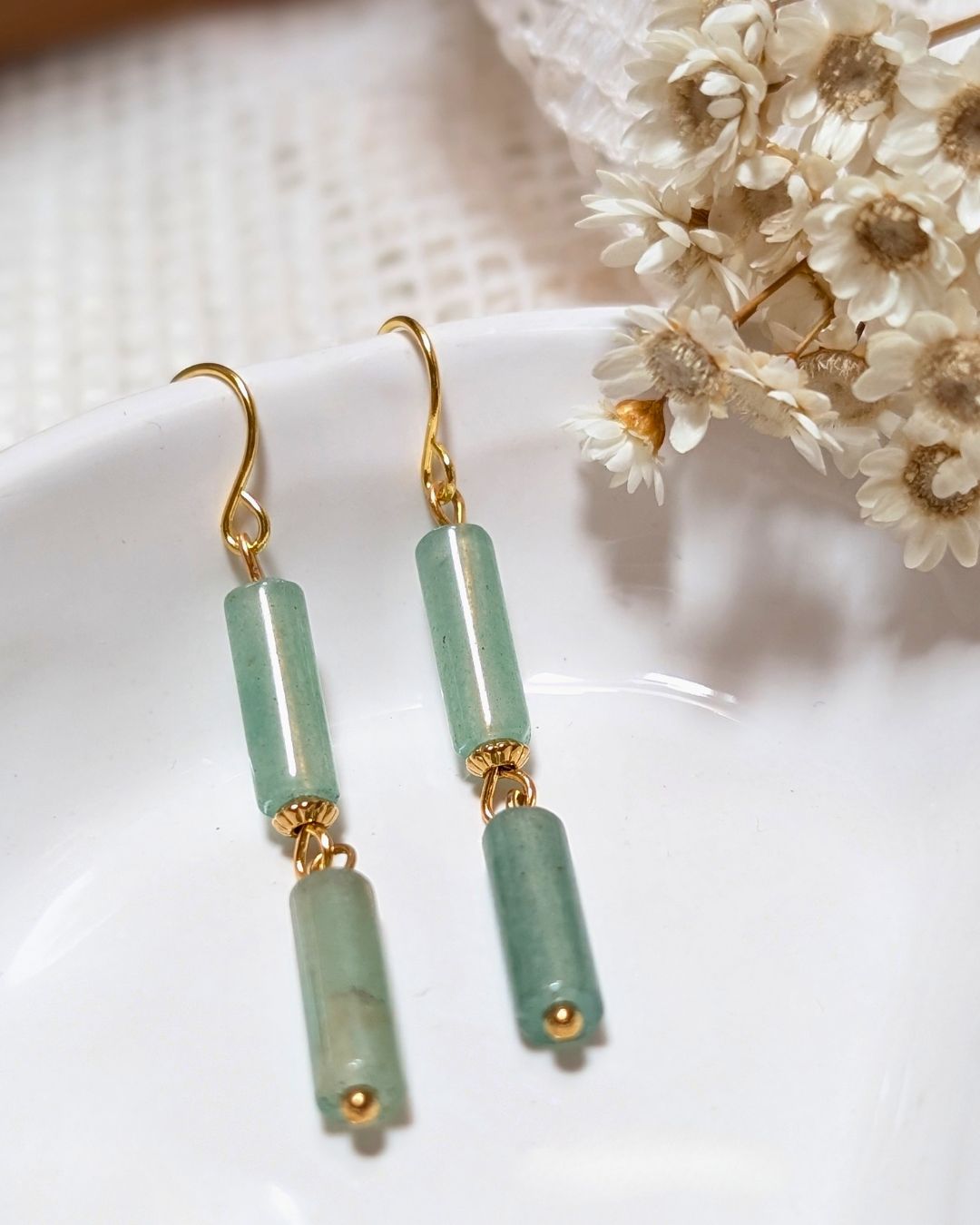 Boucles d'oreilles Nao — Pierre naturelle & acier inoxydable