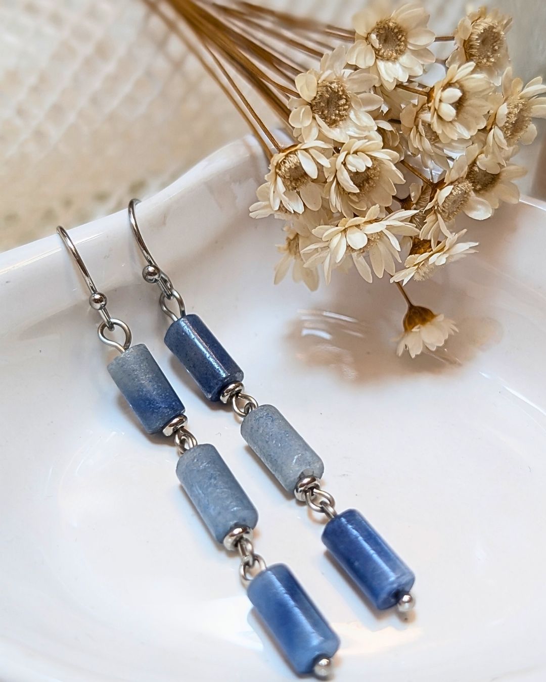 Boucles d'oreilles Naomi — Pierre naturelle & acier inoxydable