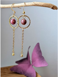 Boucles d'Oreilles Angèle - Pendantes en Acier Inoxydable & Pierre Naturelle