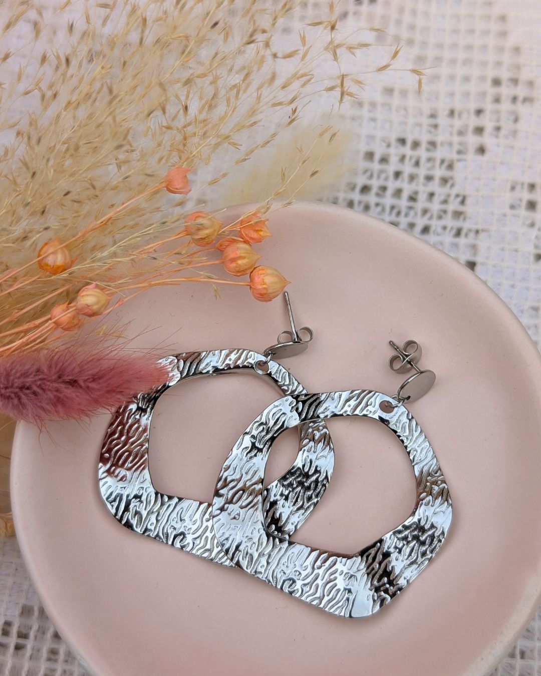 Boucles d'oreilles pendantes Roxane — Acier inoxydable