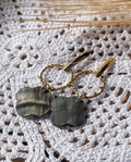 Boucles d'Oreilles Erin — Trèfle Nacre Grise & Acier Inoxydable Doré