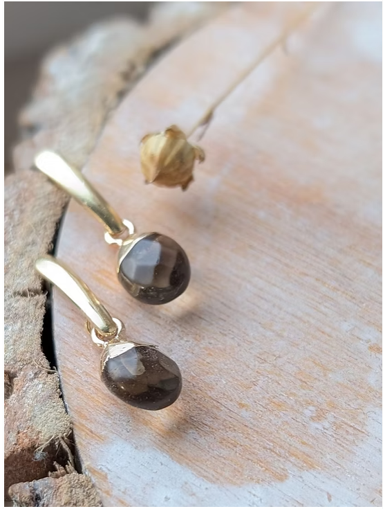 Boucles d'oreilles Beatriz - Puce en acier inoxydable et pierres naturelles