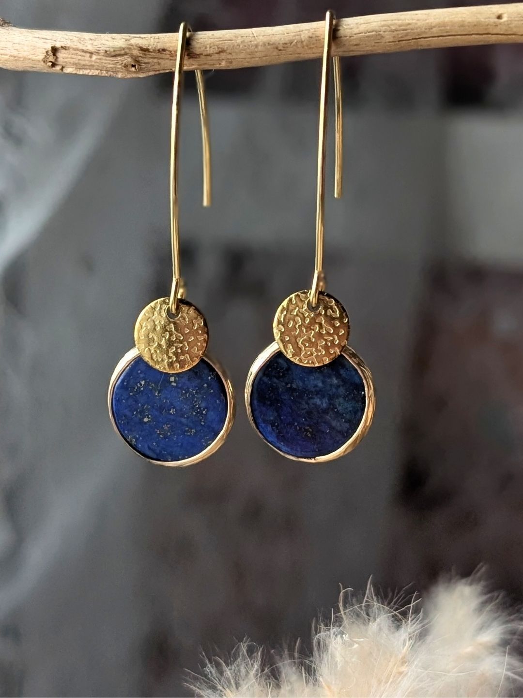 Boucles d'oreilles Léonille — Pierres naturelles & Pendant Acier inoxydable