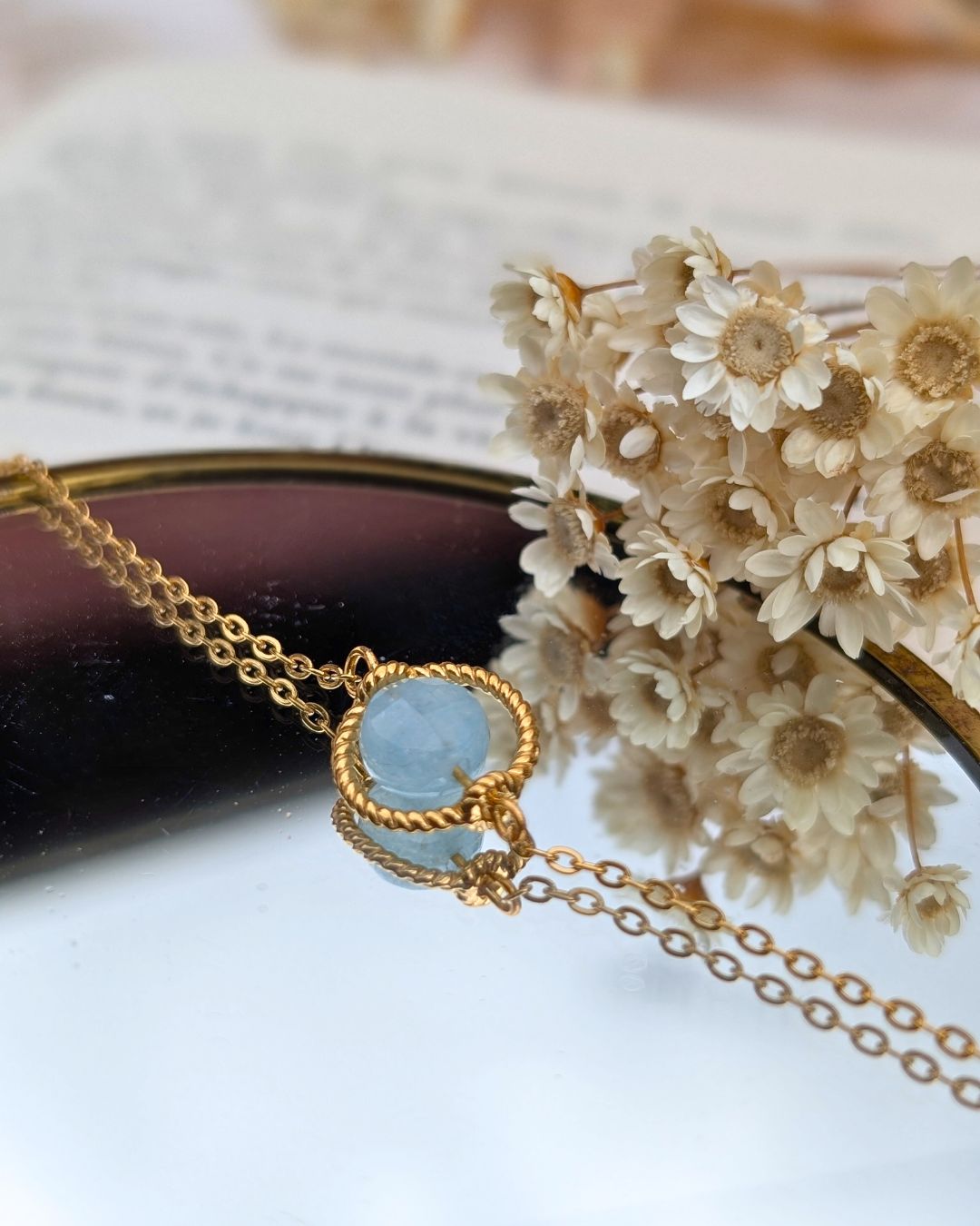Bracelet Lise - chaîne en acier inoxydable doré et pierres naturelles
