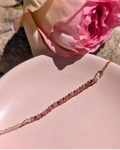 Bracelet Eline — Bracelet Fine Chaîne et Rang de Perles Minérales Facettées en Acier Inoxydable Doré