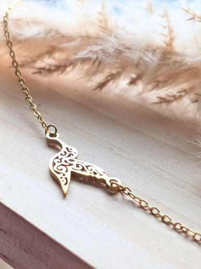 Bracelet Joanna — Motif colibri ajouré en acier inoxydable