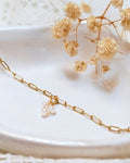 Bracelet Bertille — Chaîne Maillons & Pampille Perles d'Eau Douce en Acier Inoxydable Doré