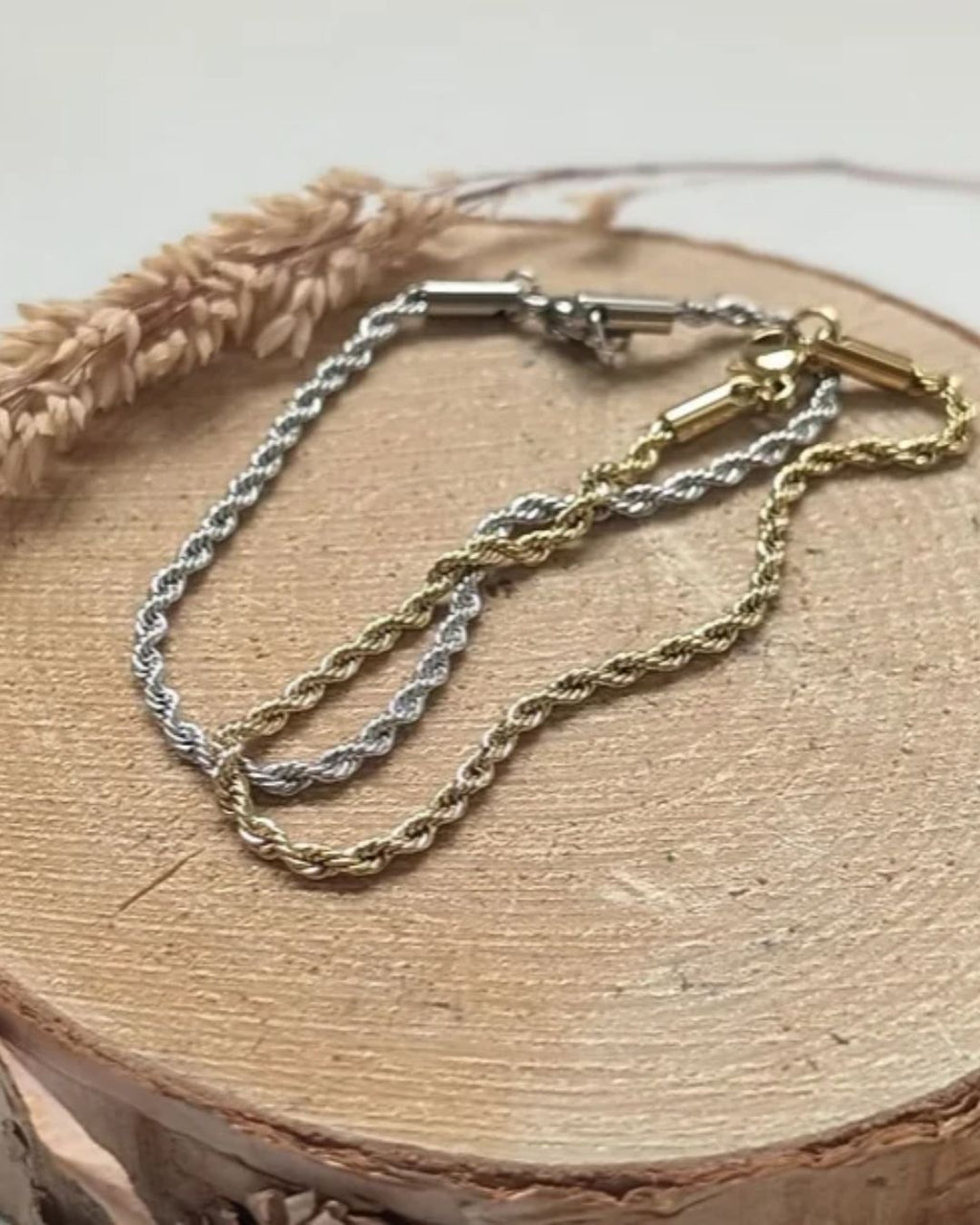 Bracelet Ombeline — Mailles torsadées en acier inoxydable