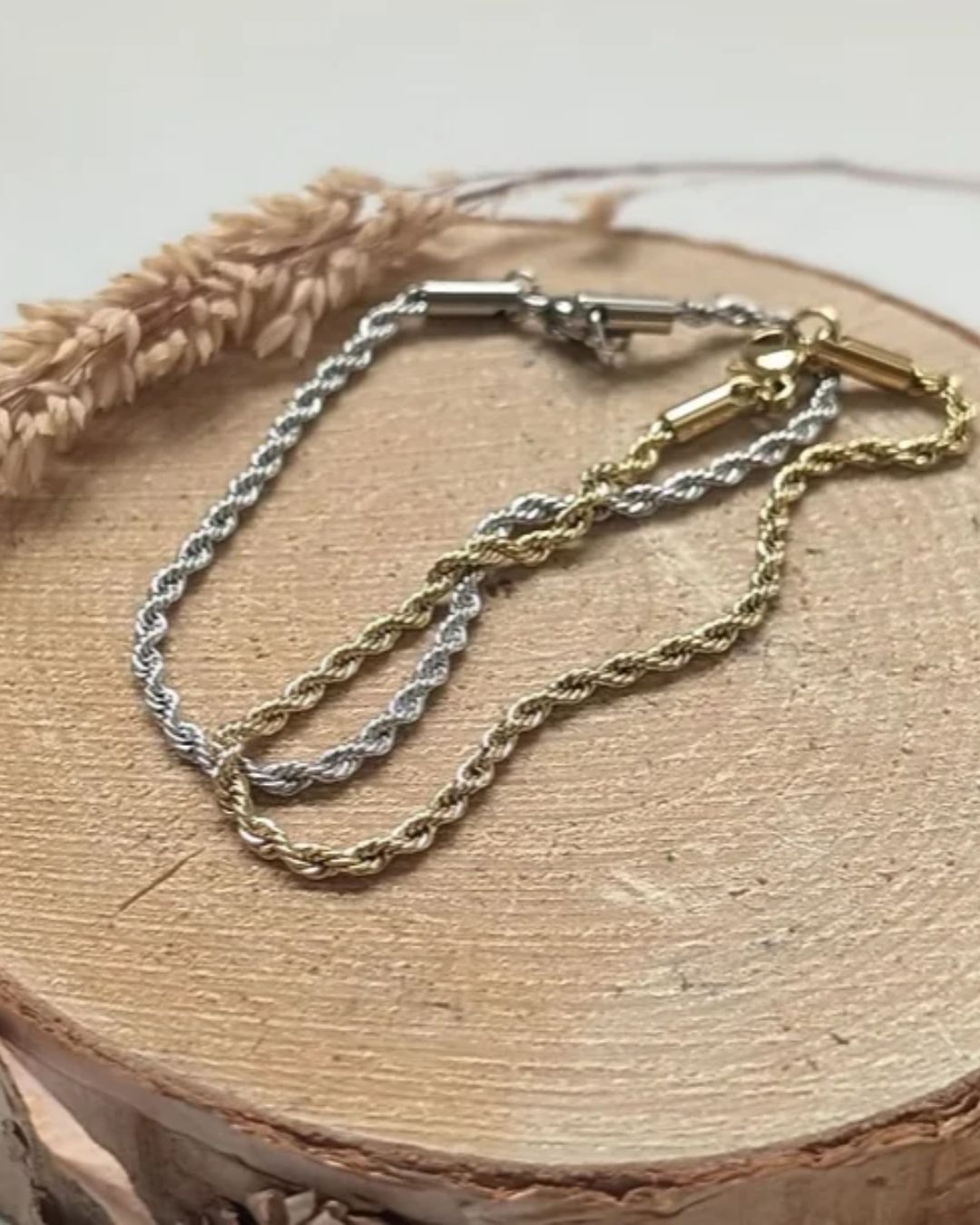 Bracelet Ombeline — Mailles torsadées en acier inoxydable