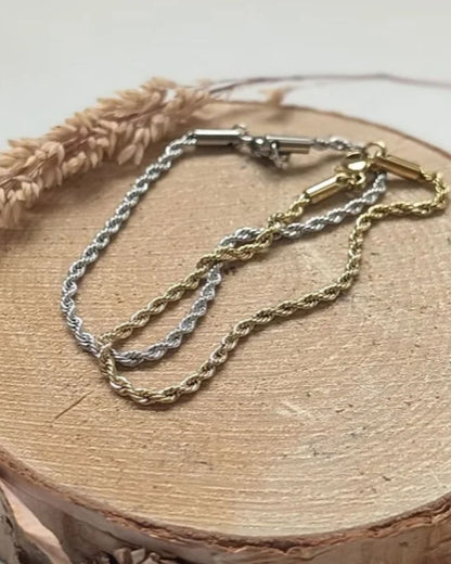 Bracelet Ombeline — Mailles torsadées en acier inoxydable