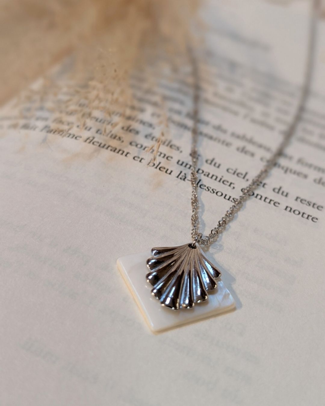 Collier Alkina — Acier inoxydable et nacre