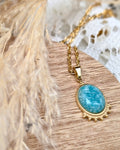 Collier Edna - Acier Inoxydable Doré & Pendentif Pierre Naturelle