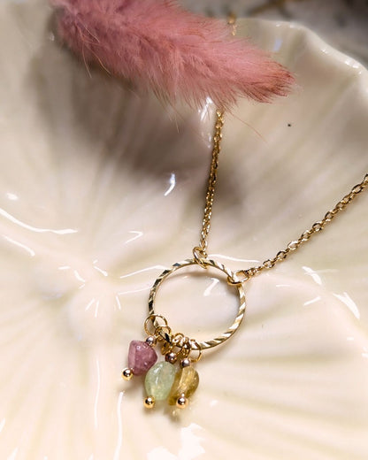 Collier Blossom — Pierre Naturelle &amp; Acier inoxydable