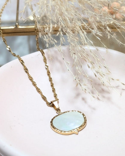 Collier Cinderella — Nacre Blanche &amp; Acier Inoxydable Doré