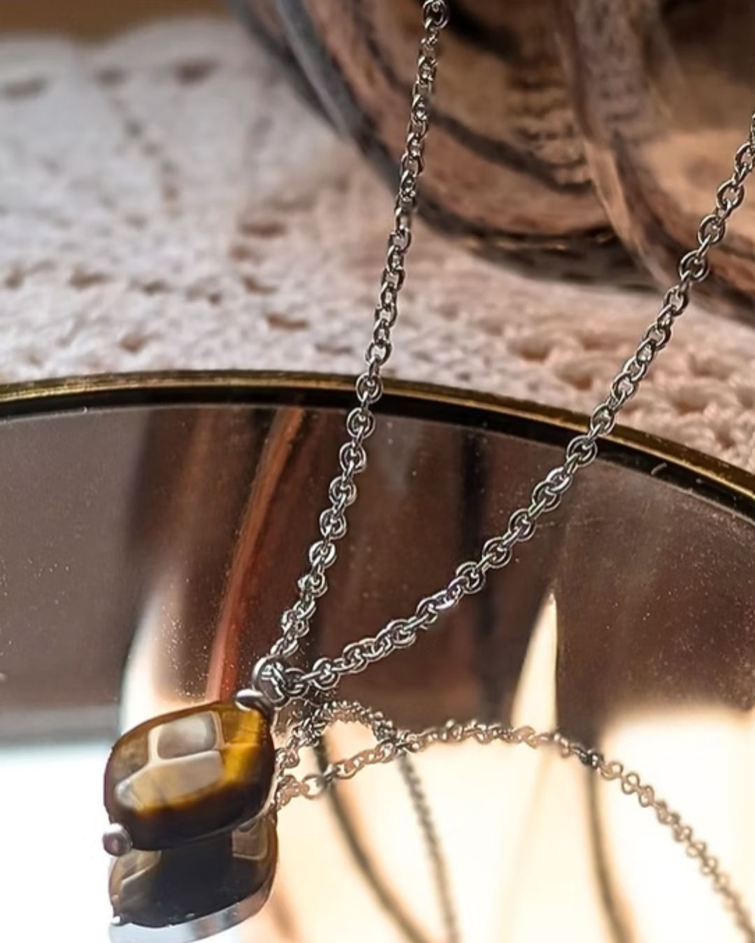 Collier Farah Argenté — Pierre Naturelle & Acier Inoxydable