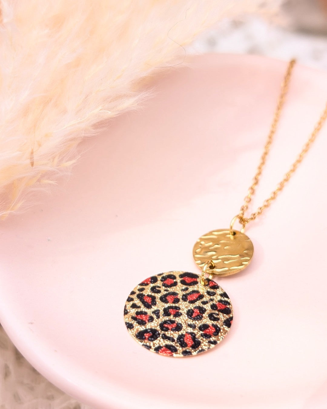 Collier Léo — Léopard & acier inoxydable