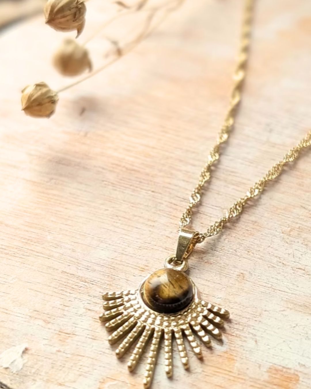 Collier Manoela en Acier Inoxydable et Pierres Naturelles
