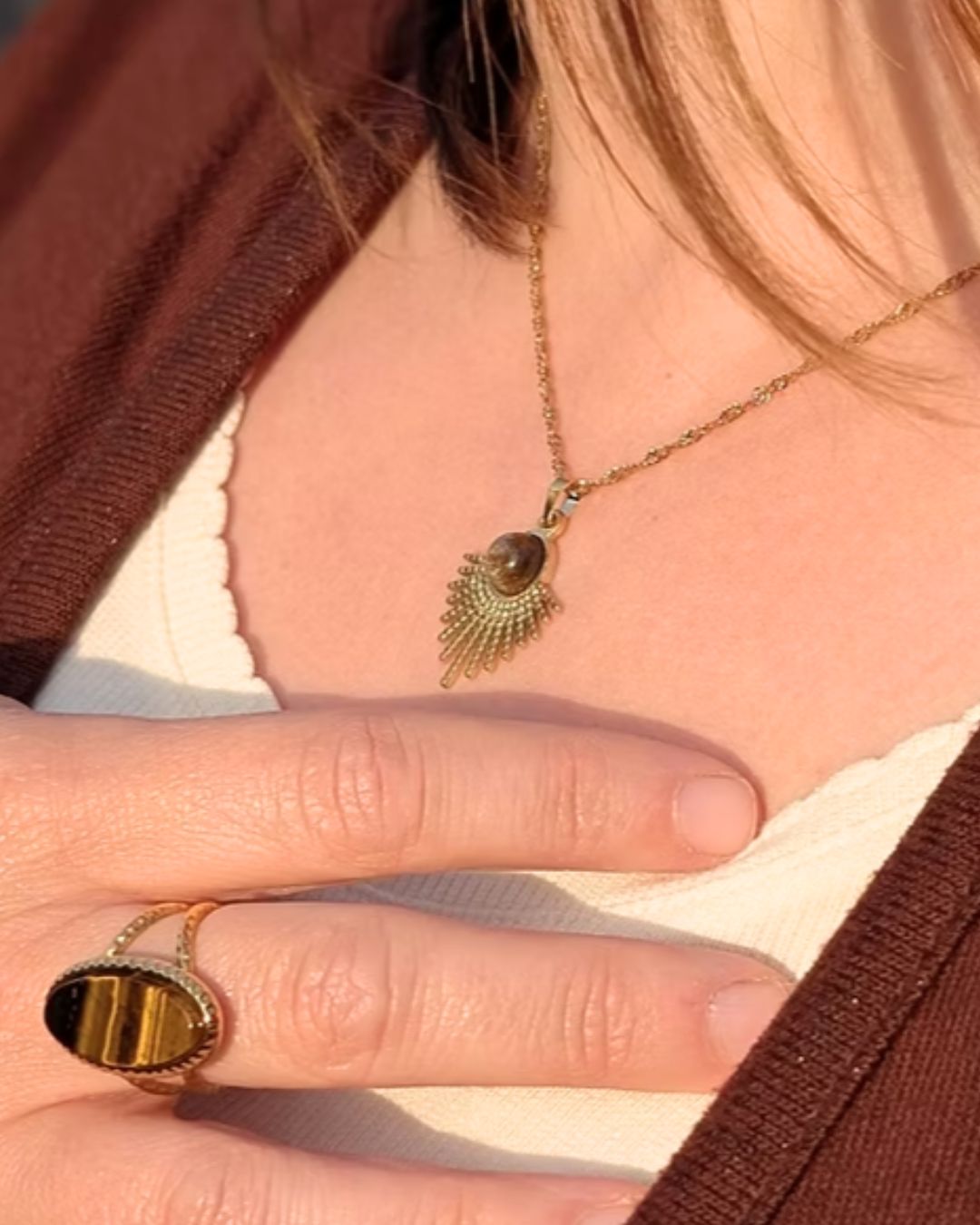 Collier Manoela en Acier Inoxydable et Pierres Naturelles