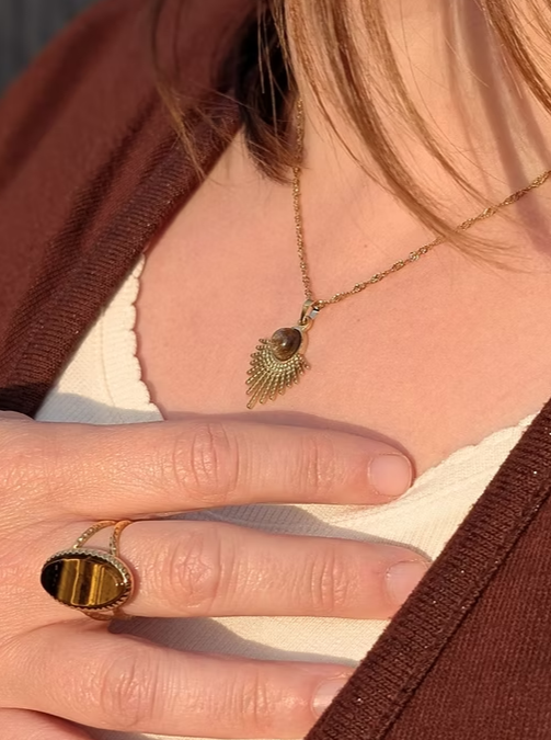 Collier Manoela en Acier Inoxydable et Pierres Naturelles