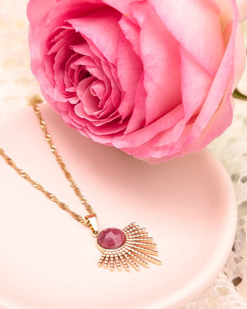 Collier Manoela en Acier Inoxydable et Pierres Naturelles
