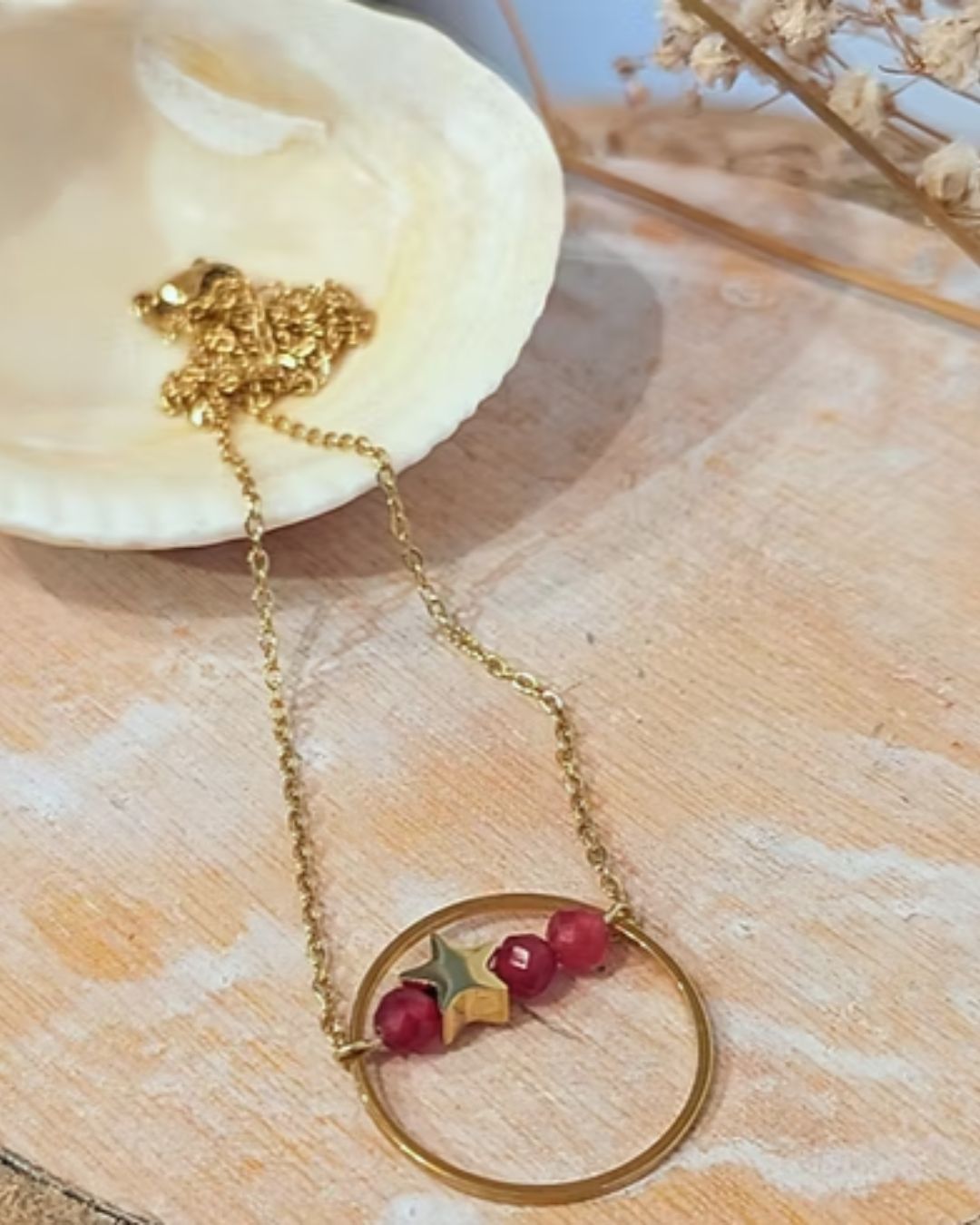 Collier Les Grigris — Pendentif anneau Acier inoxydable doré