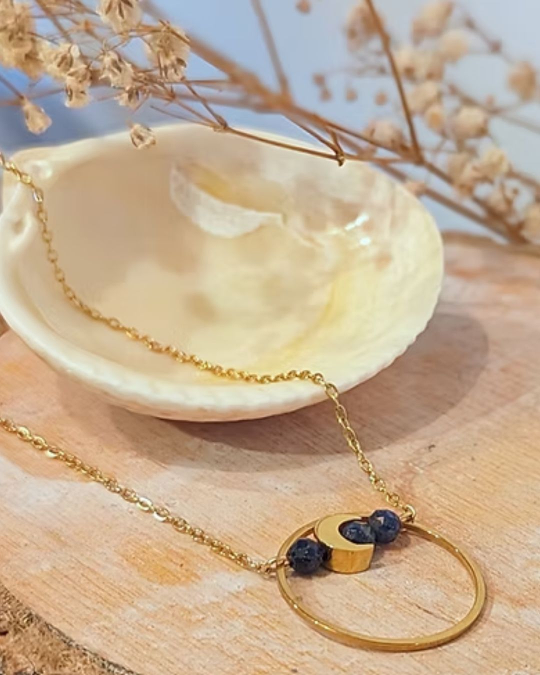 Collier Les Grigris — Pendentif anneau Acier inoxydable doré