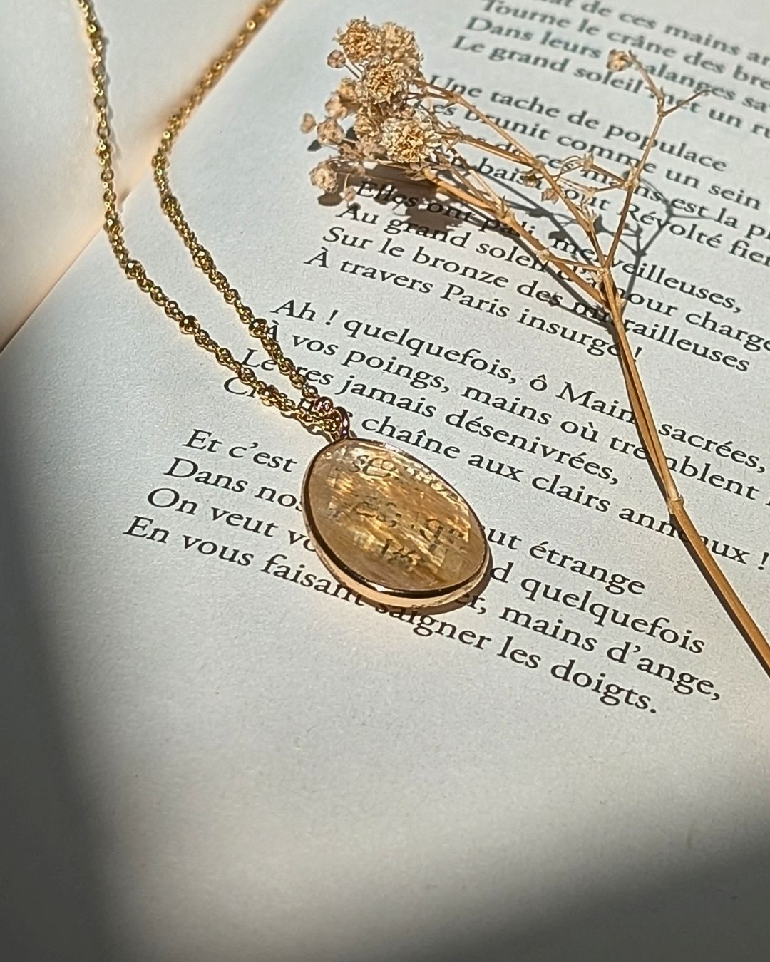 Collier Lior - Acier Inoxydable Doré & Pendentif en Citrine