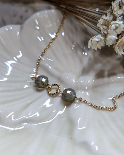 Collier Liselle - Pierre Naturelle &amp; Acier Inoxydable Doré