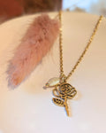 Collier Fleur de Naissance Juin (Rose) — Acier Inoxydable