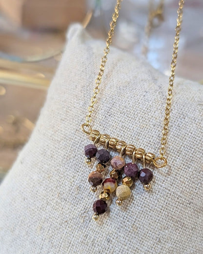 Collier Saria — Pierre Naturelle &amp; Acier Inoxydable Doré
