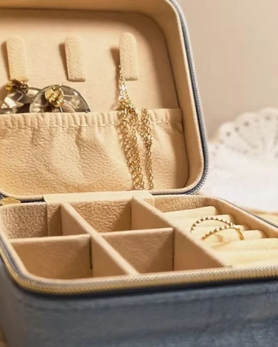 Boîte à bijoux de voyage nomade en velours