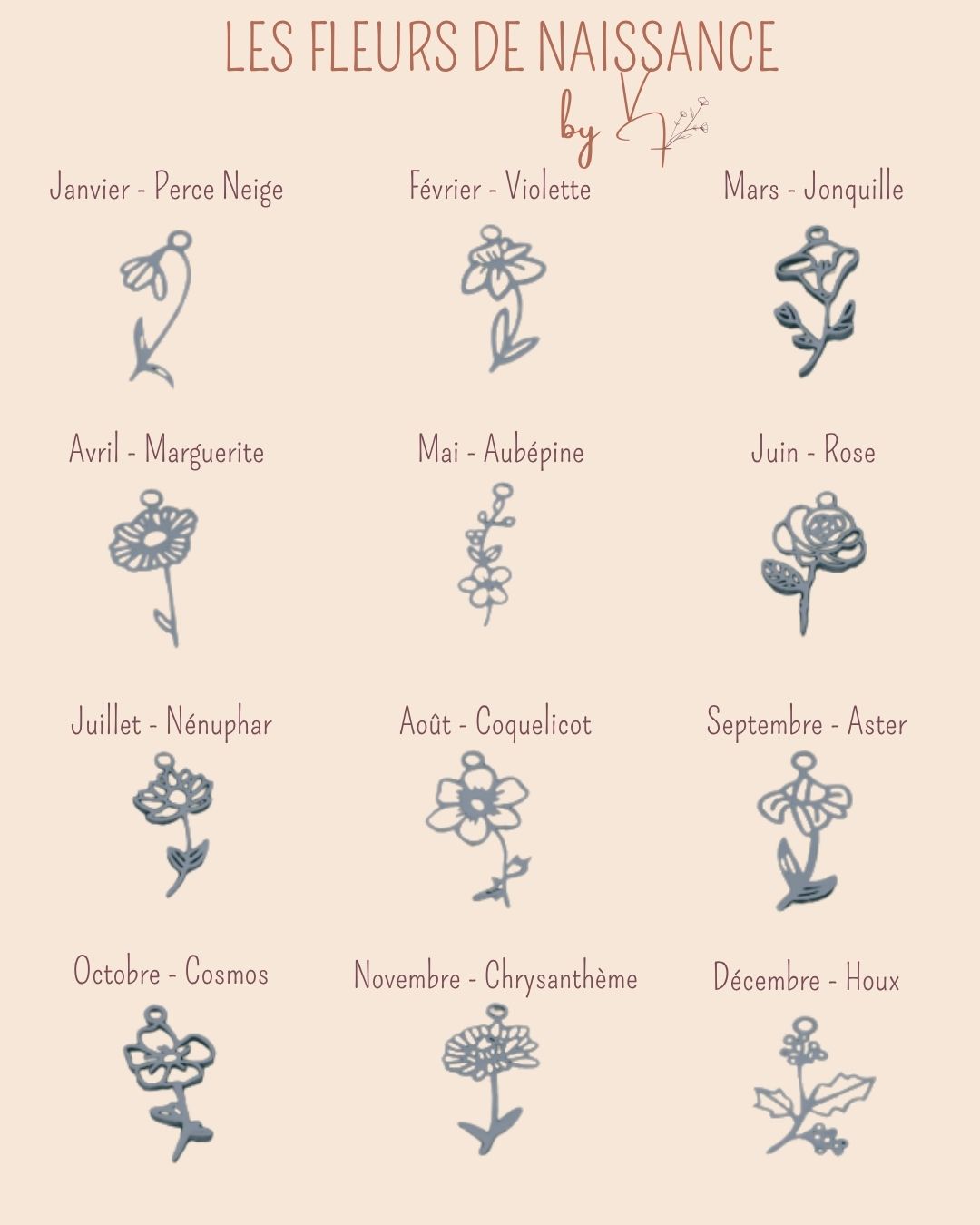 Collier Fleur de Naissance Janvier (Perce-Neige) — Acier Inoxydable