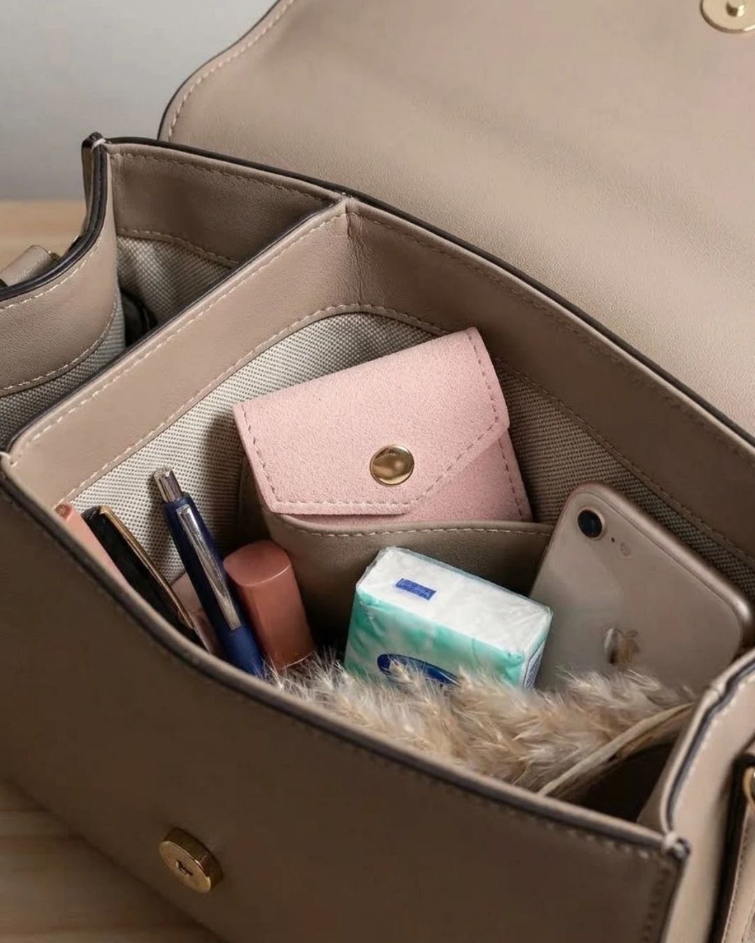 Mini pochette à bijoux de voyage en suédine