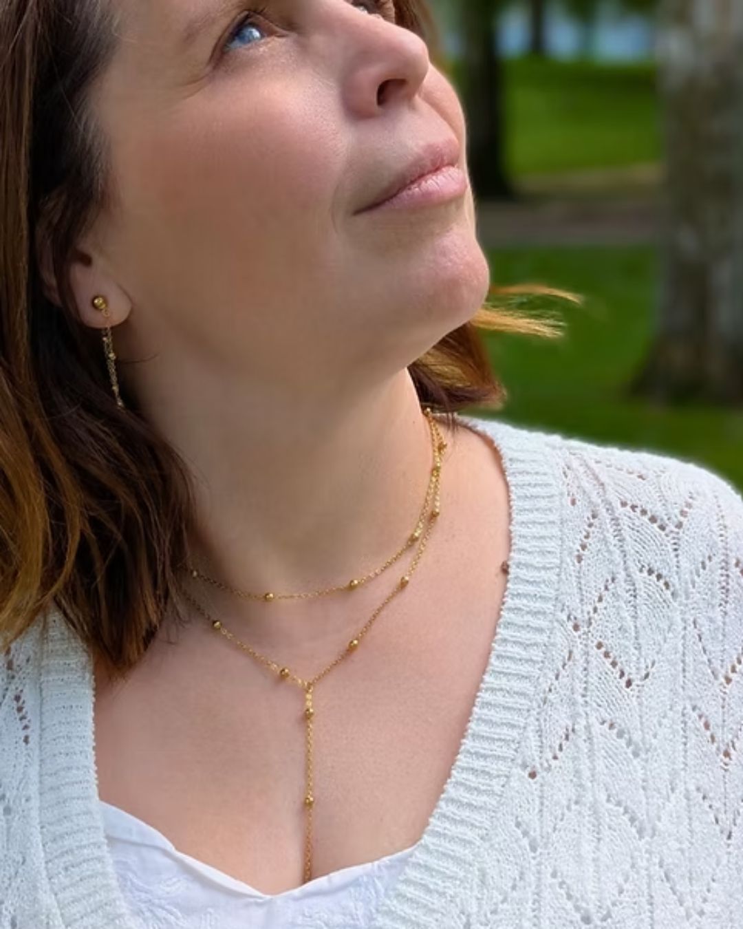 Boucles d'oreilles Paola — Pendantes chaîne Acier inoxydable doré